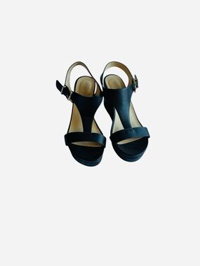 Reaction Black Platform T-Strap Sandals